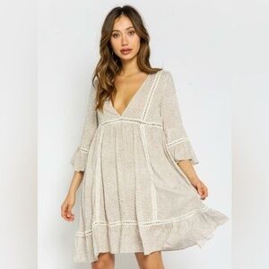 OLIVACEOUS - If Only Khaki Leopard Print Swing Dress